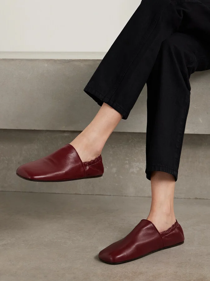 KHAITE - Banks Leather Loafers - Burgundy - Image 2