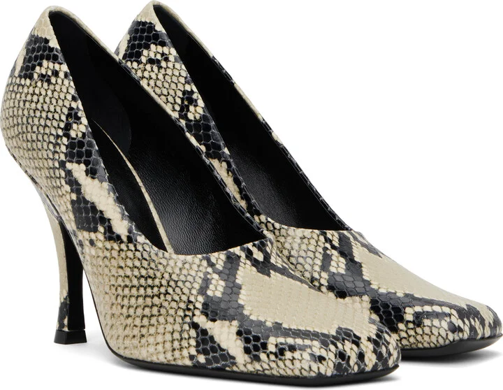 KHAITE Beige & Black Eva 100 Heels - Image 4