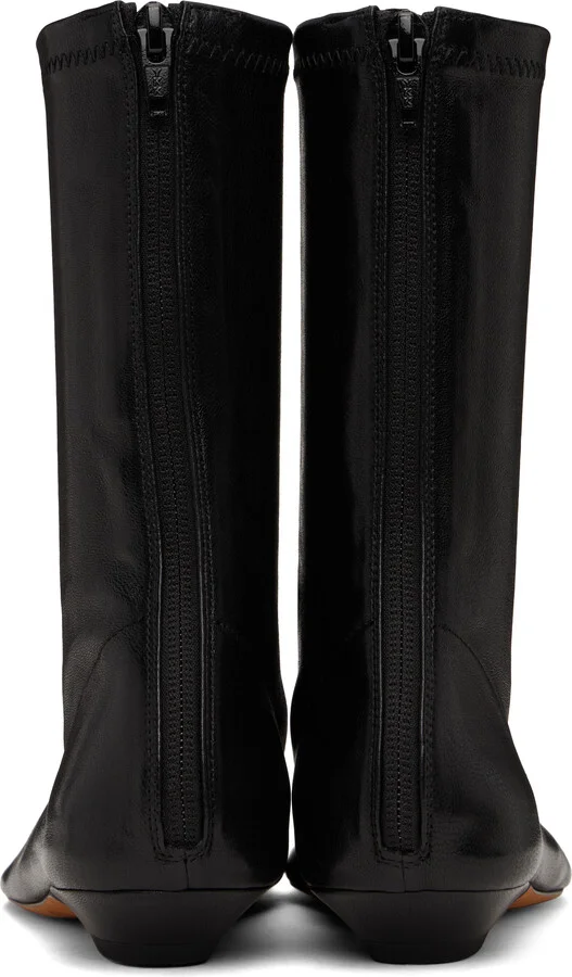 KHAITE Black Apollo Flat Ankle Boots - Image 2