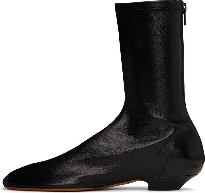 KHAITE Black Apollo Flat Ankle Boots - Image 3
