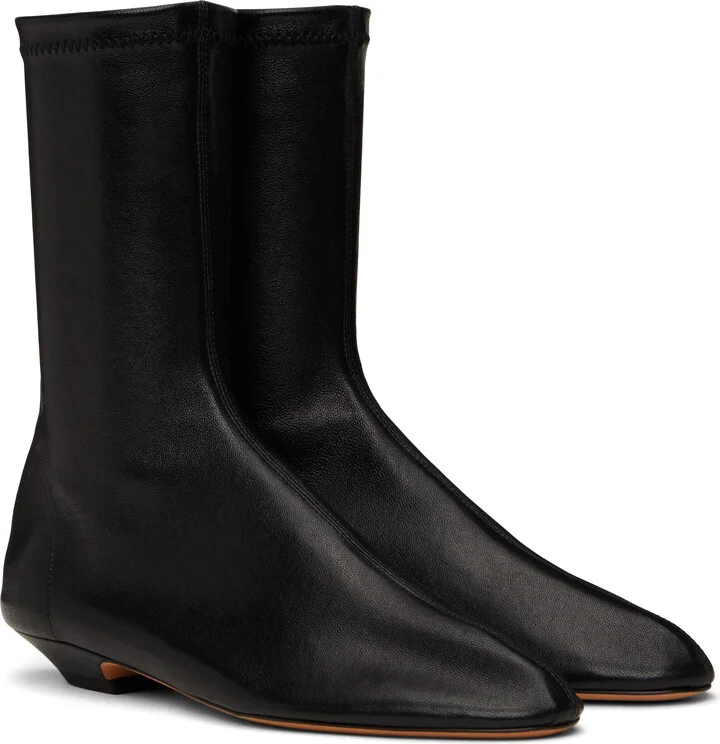 KHAITE Black Apollo Flat Ankle Boots - Image 4