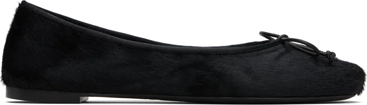 KHAITE Black Calfhair Ballerina Flats