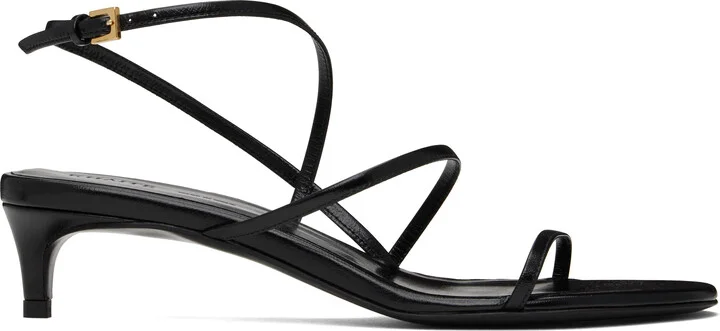 KHAITE Black Loop Kitten Heel Heeled Sandals
