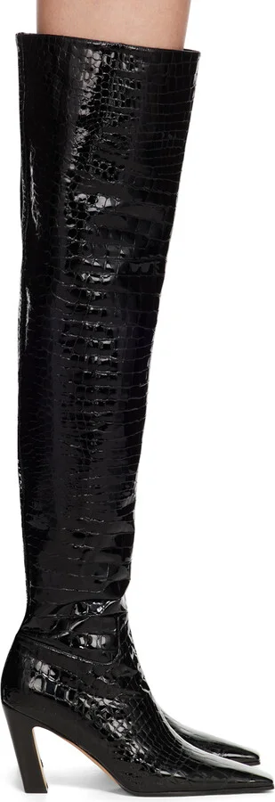 KHAITE Black 'The Marfa' Over-The-Knee Boots