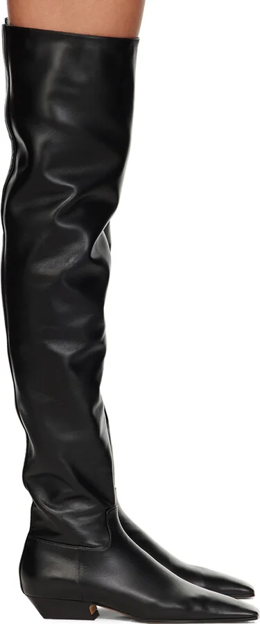 KHAITE Black 'The Marfa Over-The-Knee Flat' Boots