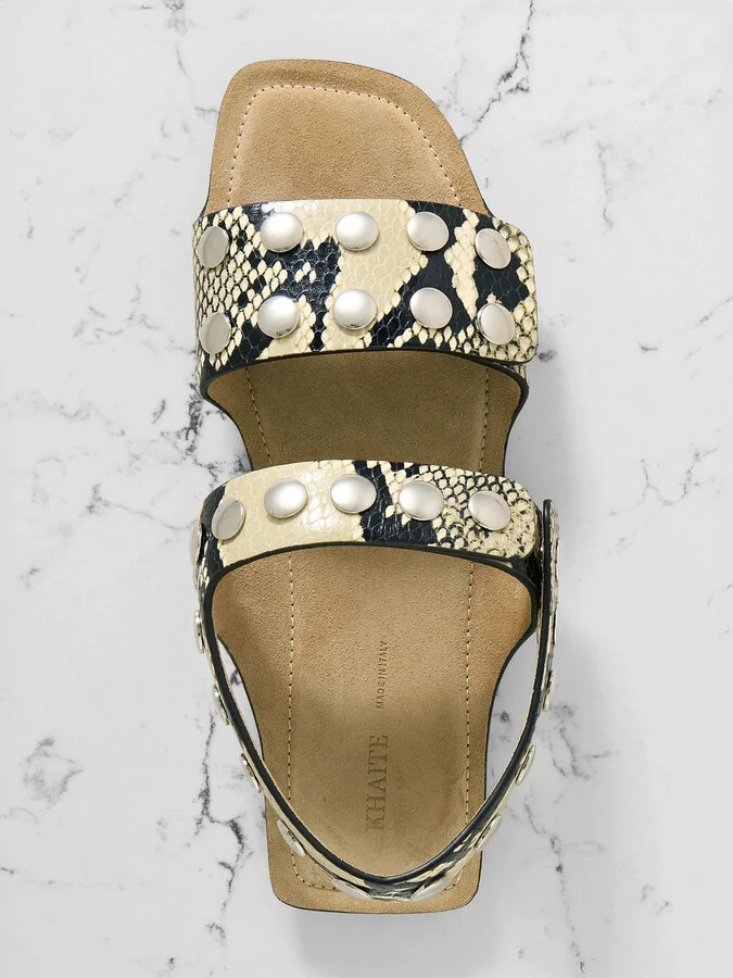 KHAITE - Boden Studded Snake-effect Leather Sandals - Animal print - Image 5