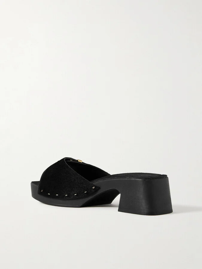 KHAITE - Britt Buckled Calf Hair Mules - Black - Image 3