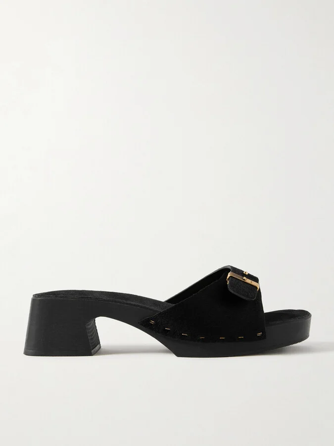 KHAITE - Britt Buckled Calf Hair Mules - Black