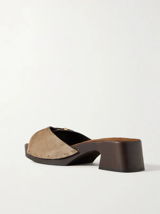 KHAITE - Britt Buckled Calf Hair Mules - Neutrals - Image 3