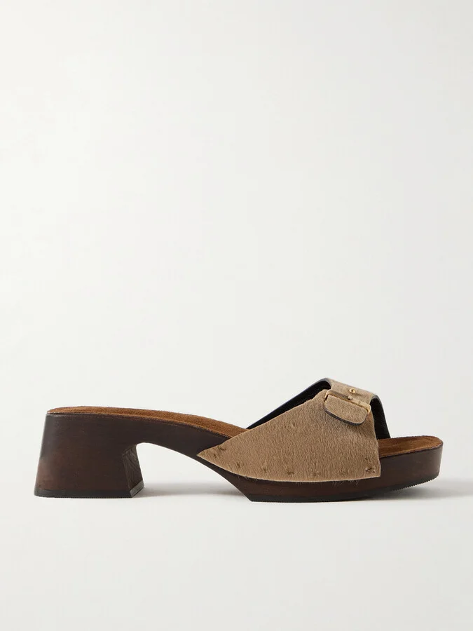 KHAITE - Britt Buckled Calf Hair Mules - Neutrals
