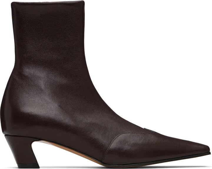 KHAITE Brown Nevada Stretch Low Boots
