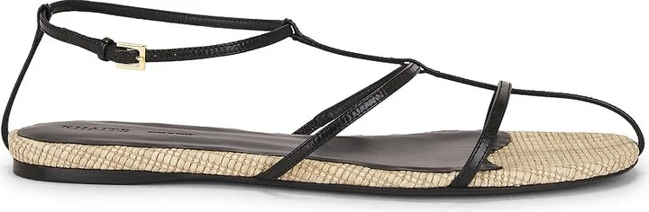 KHAITE Cage Flat Sandal in Black,Neutral