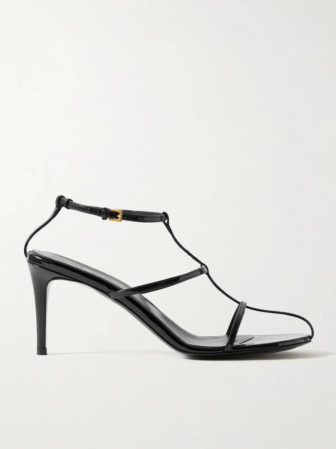 KHAITE - Cage Patent-leather Sandals - Black