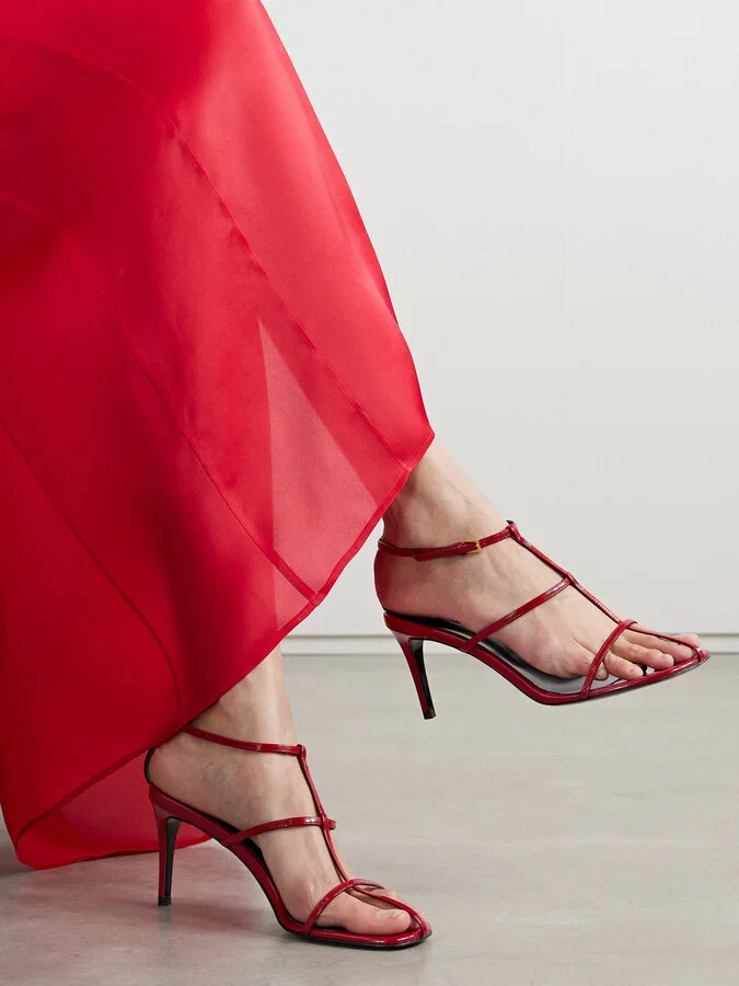 KHAITE - Cage Patent-leather Sandals - Red - Image 2