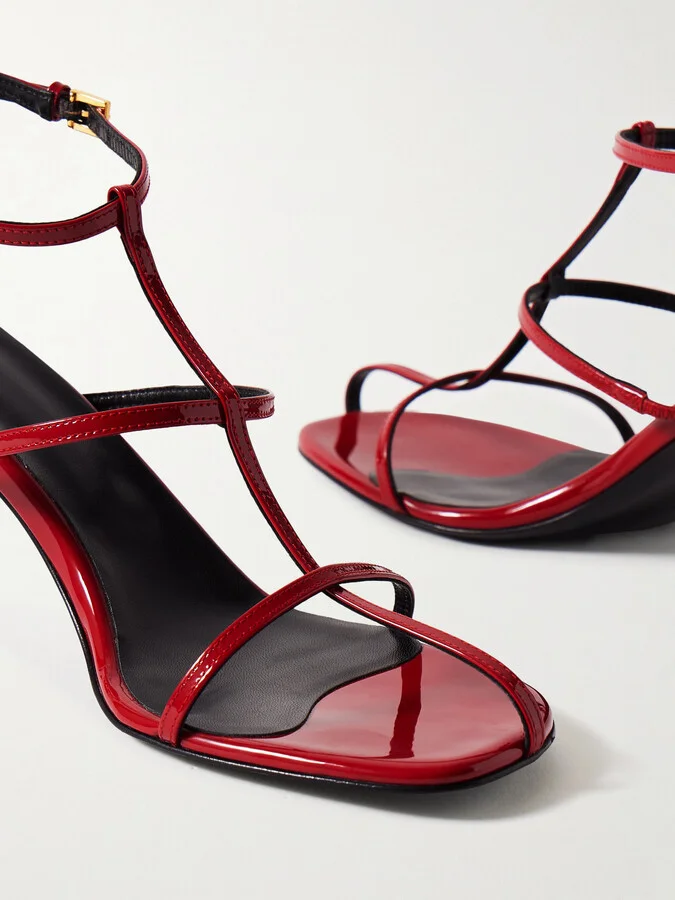 KHAITE - Cage Patent-leather Sandals - Red - Image 4