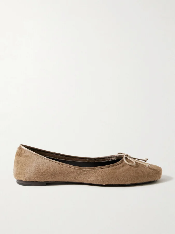 KHAITE - Charlotte Calf Hair Ballet Flats - Neutrals