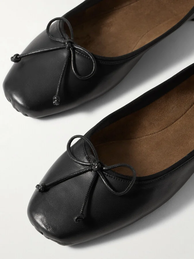 KHAITE - Charlotte Leather Ballet Flats - Black - Image 4