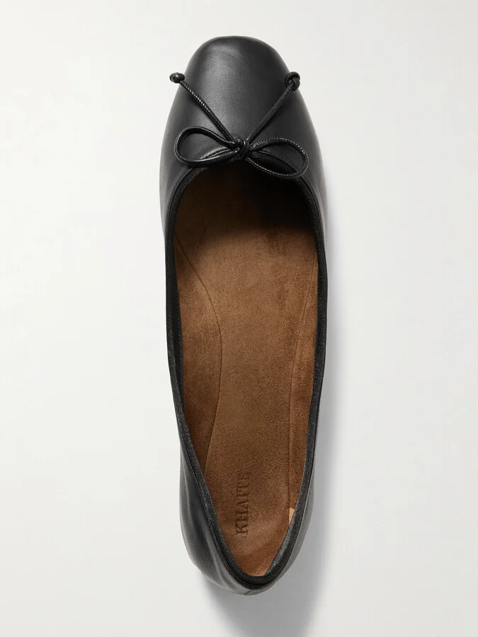 KHAITE - Charlotte Leather Ballet Flats - Black - Image 5