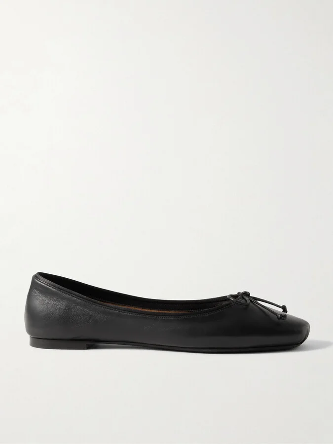 KHAITE - Charlotte Leather Ballet Flats - Black