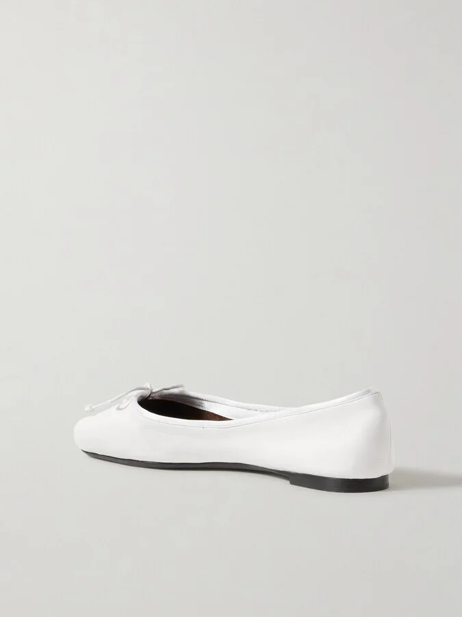 KHAITE - Charlotte Leather Ballet Flats - White - Image 3