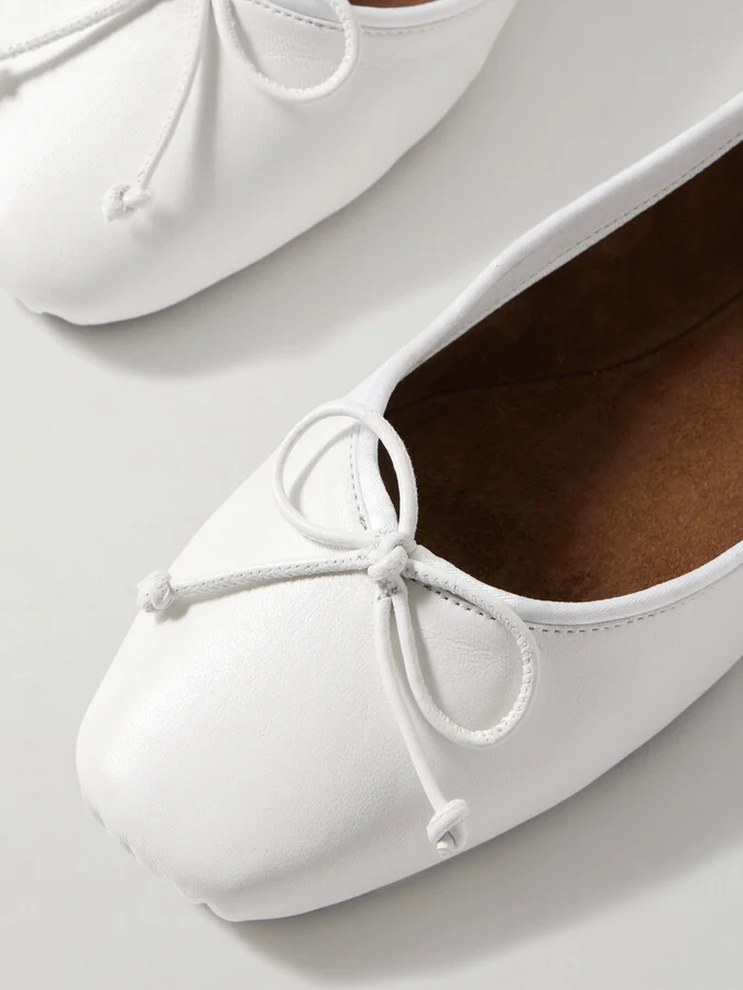 KHAITE - Charlotte Leather Ballet Flats - White - Image 4