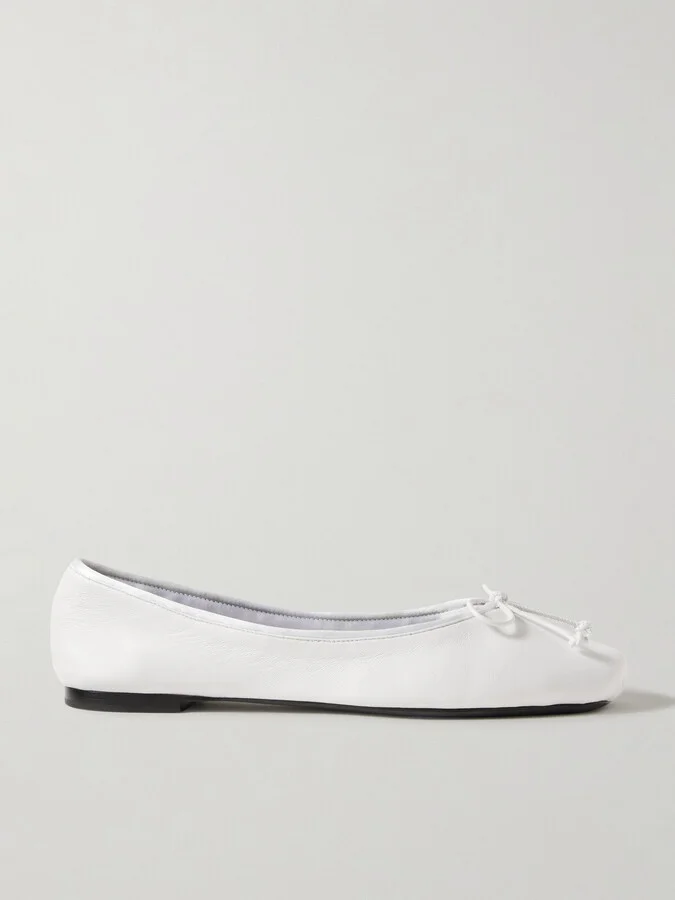 KHAITE - Charlotte Leather Ballet Flats - White