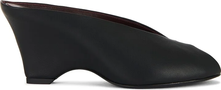 KHAITE Cloak Peep Toe Mules in Black