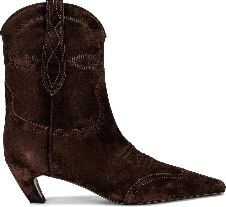 KHAITE Dallas Ankle Boot in Chocolate