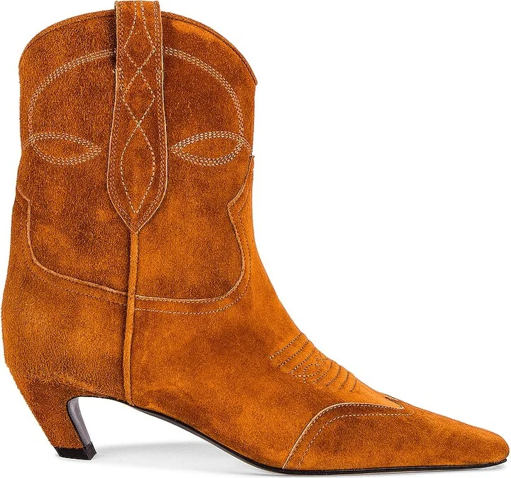KHAITE Dallas Ankle Boots in Brown