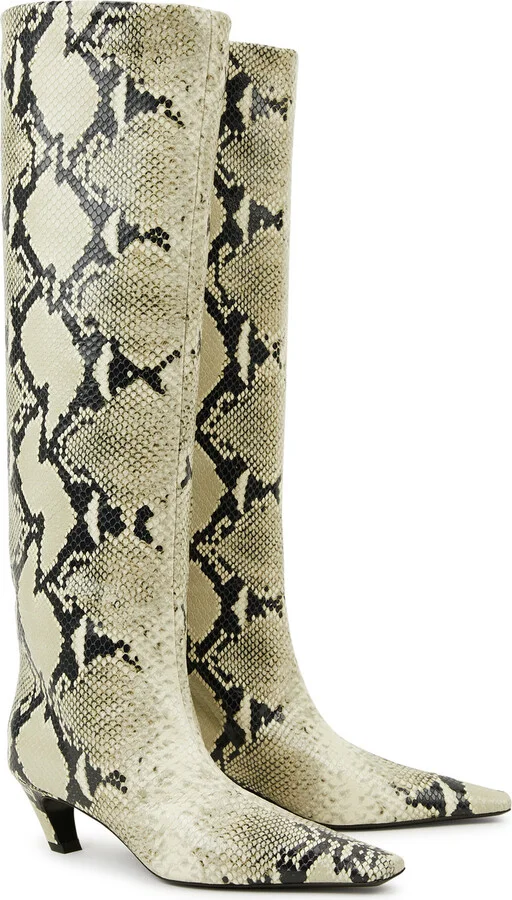 Khaite Davis 50 Python-effect Leather Knee-high Boots - Image 2