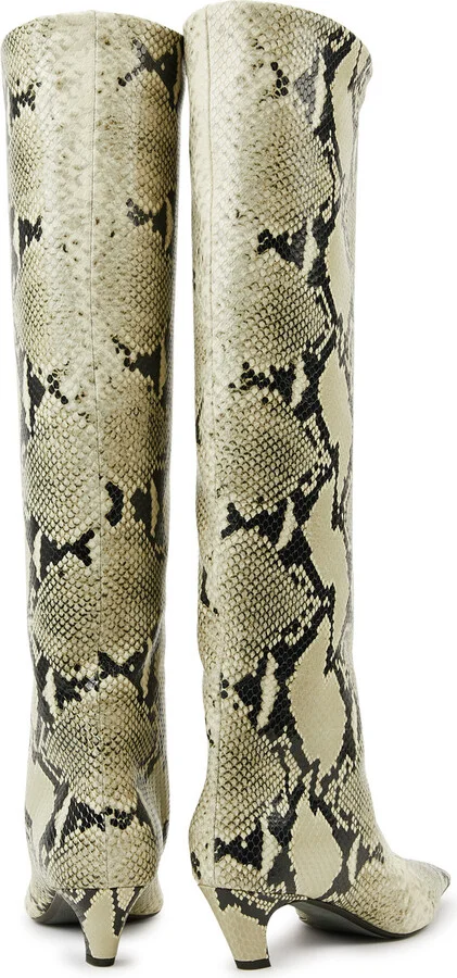 Khaite Davis 50 Python-effect Leather Knee-high Boots - Image 3