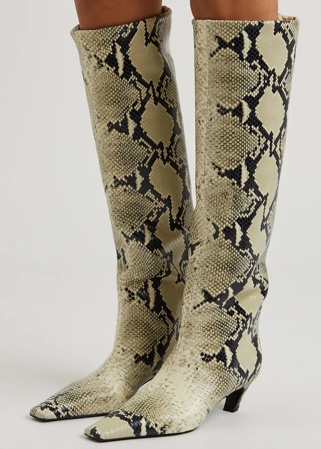 Khaite Davis 50 Python-effect Leather Knee-high Boots - Image 5