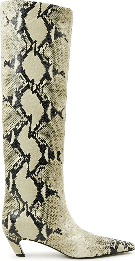 Khaite Davis 50 Python-effect Leather Knee-high Boots