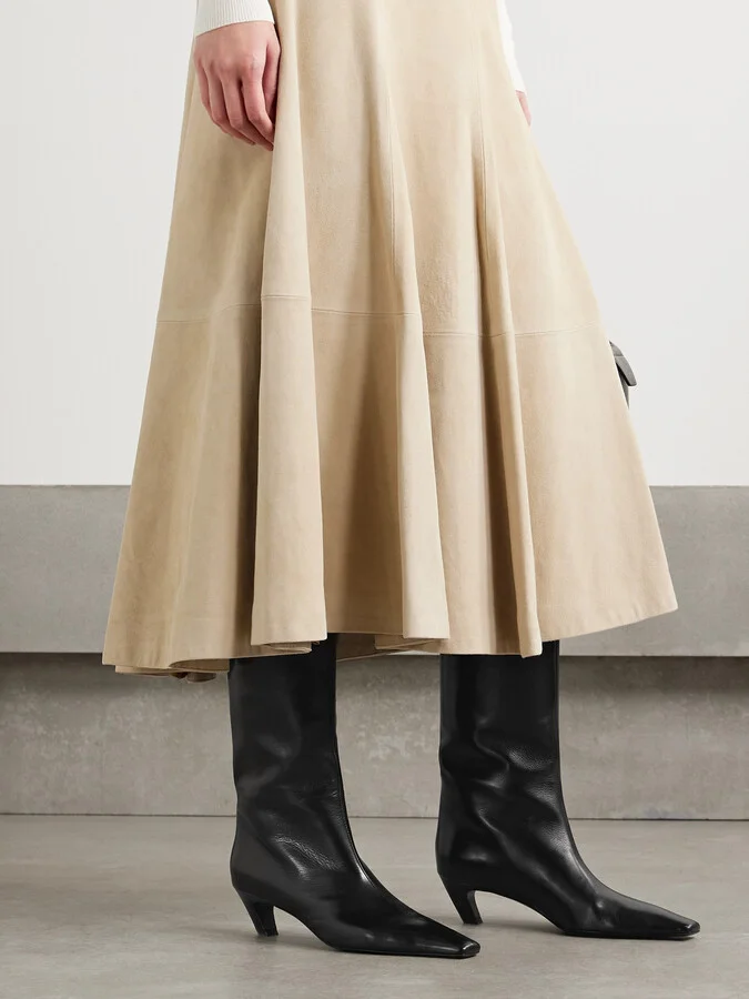 KHAITE - Davis Leather Knee Boots - Black - Image 2