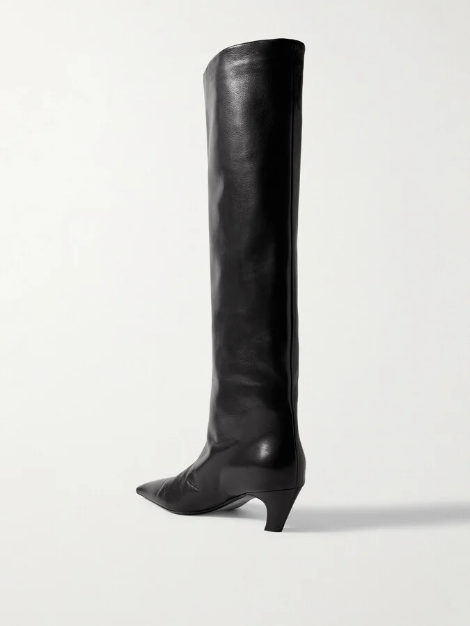 KHAITE - Davis Leather Knee Boots - Black - Image 3