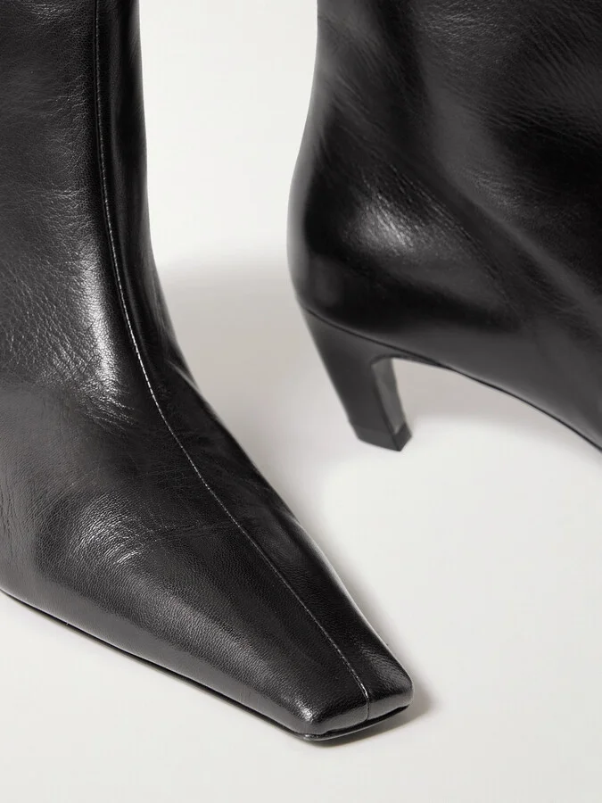 KHAITE - Davis Leather Knee Boots - Black - Image 4