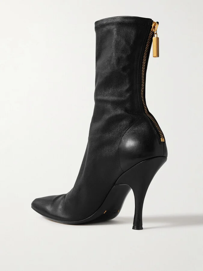 KHAITE - Eva Leather Sock Boots - Black - Image 3