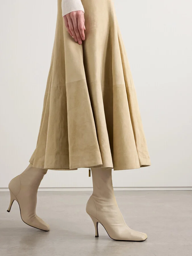 KHAITE - Eva Leather Sock Boots - Neutrals - Image 2