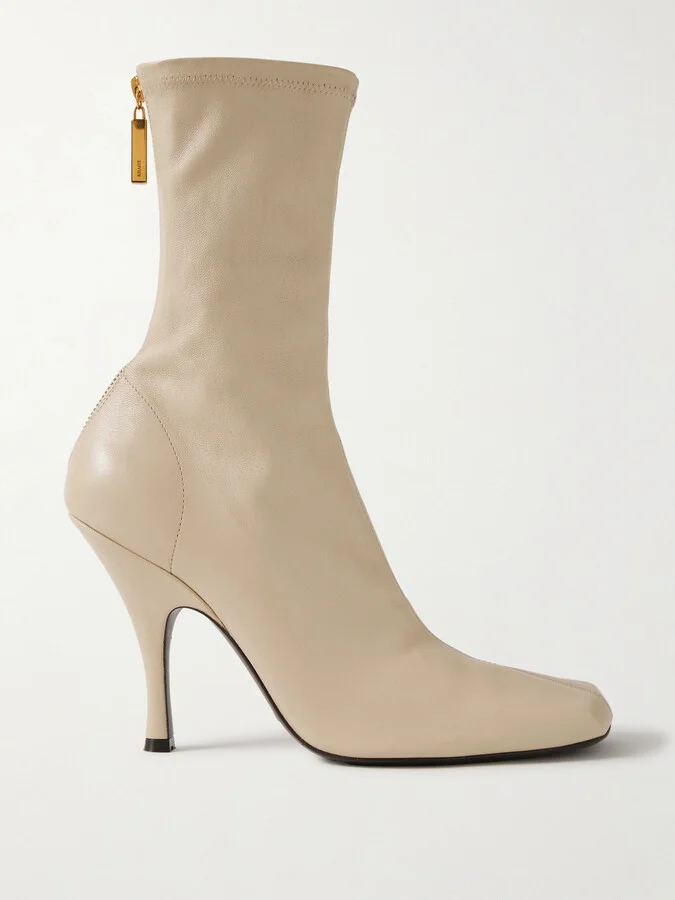 KHAITE - Eva Leather Sock Boots - Neutrals