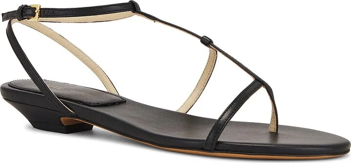 KHAITE Jones T-strap Flat Sandal in Black - Image 2