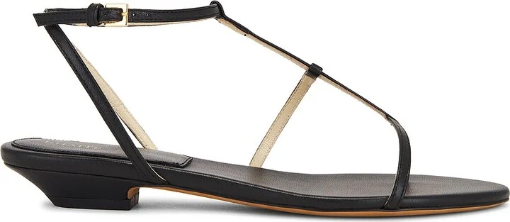KHAITE Jones T-strap Flat Sandal in Black