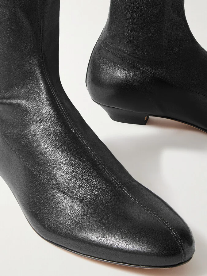 KHAITE - Leather Ankle Boots - Black - Image 4