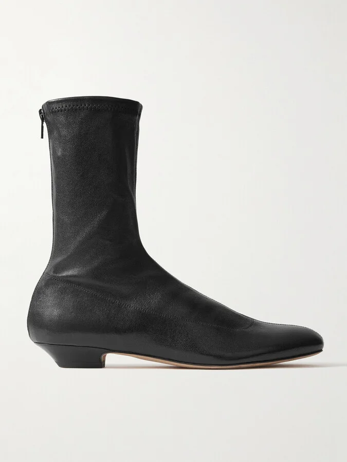 KHAITE - Leather Ankle Boots - Black