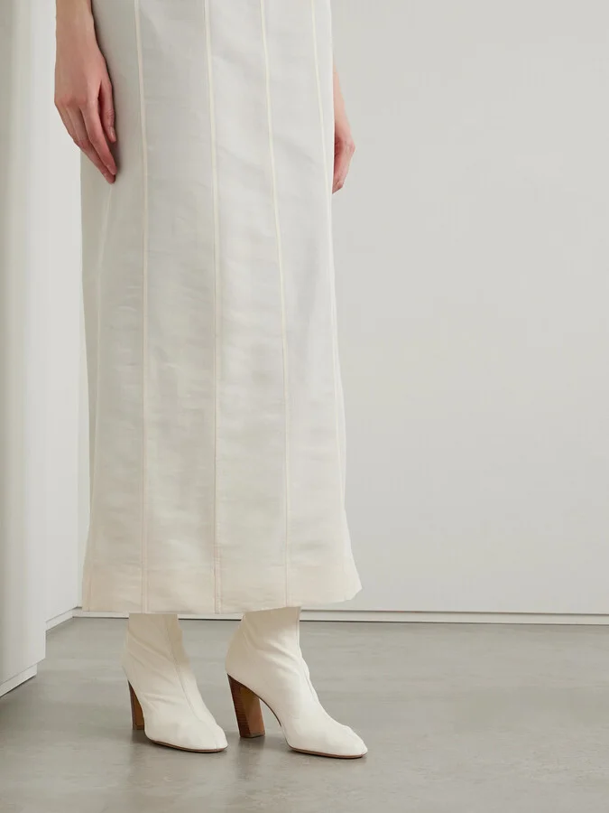 KHAITE - Leather Ankle Boots - Cream - Image 2