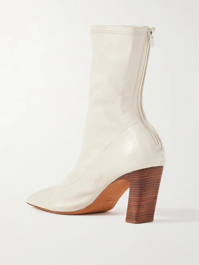 KHAITE - Leather Ankle Boots - Cream - Image 3