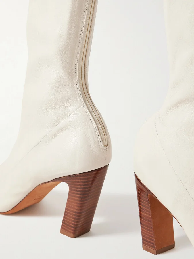 KHAITE - Leather Ankle Boots - Cream - Image 4
