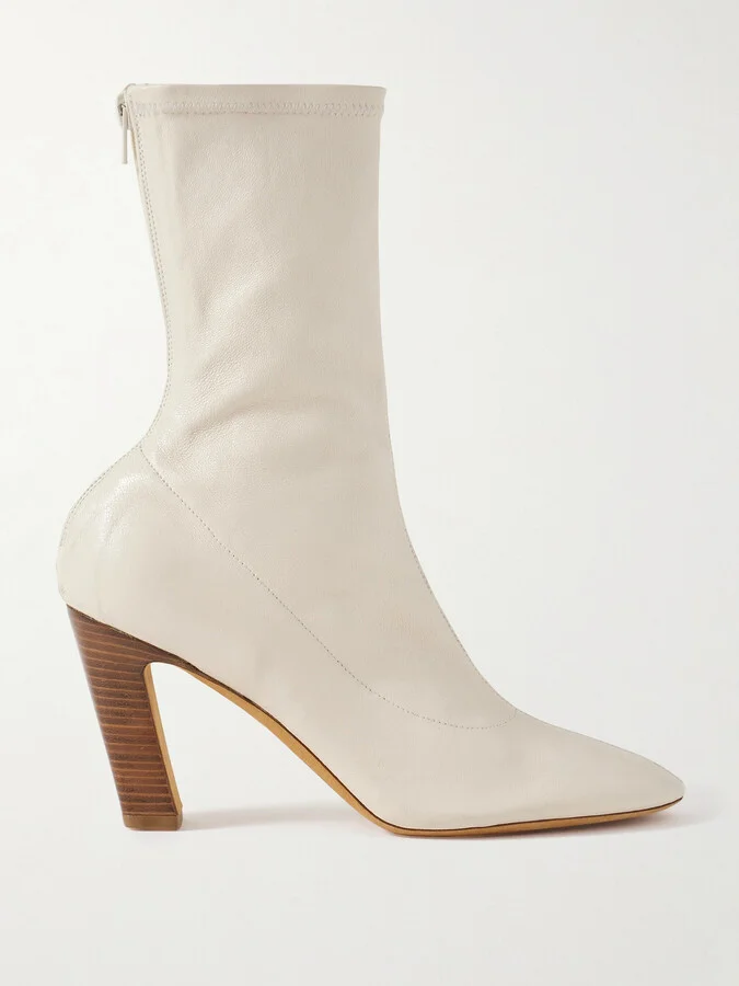 KHAITE - Leather Ankle Boots - Cream