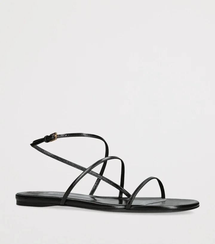 Khaite Leather Loop Flat Sandals - Image 3