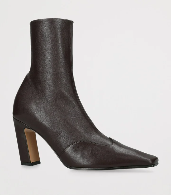 Khaite Leather Nevada Ankle Boots 85 - Image 3