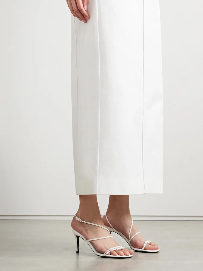 KHAITE - Loop Bead-embellished Leather Sandals - White - Image 2
